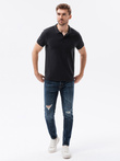 Tricou polo bărbătesc din tricot piqué - negru V1 S1374