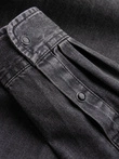 Cămașă bărbătească din denim cu buzunare și fermoar frontal - negru V3 OM-SHDS-0115