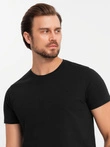 Set tricou BASIC pentru bărbați din bumbac cu decolteu rotund - negru/alb/albastru V1 OM-TSBS-0232