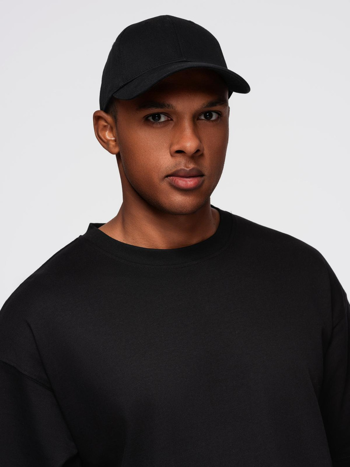 Tricou bărbătesc din bumbac cu motiv cu aripi din paiete pe spate - negru V1 OM-TSCT-0289