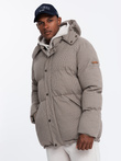 Jachetă puffer peplum pentru bărbați cu izolație puternică - maro V1 OM-JAHP-0174