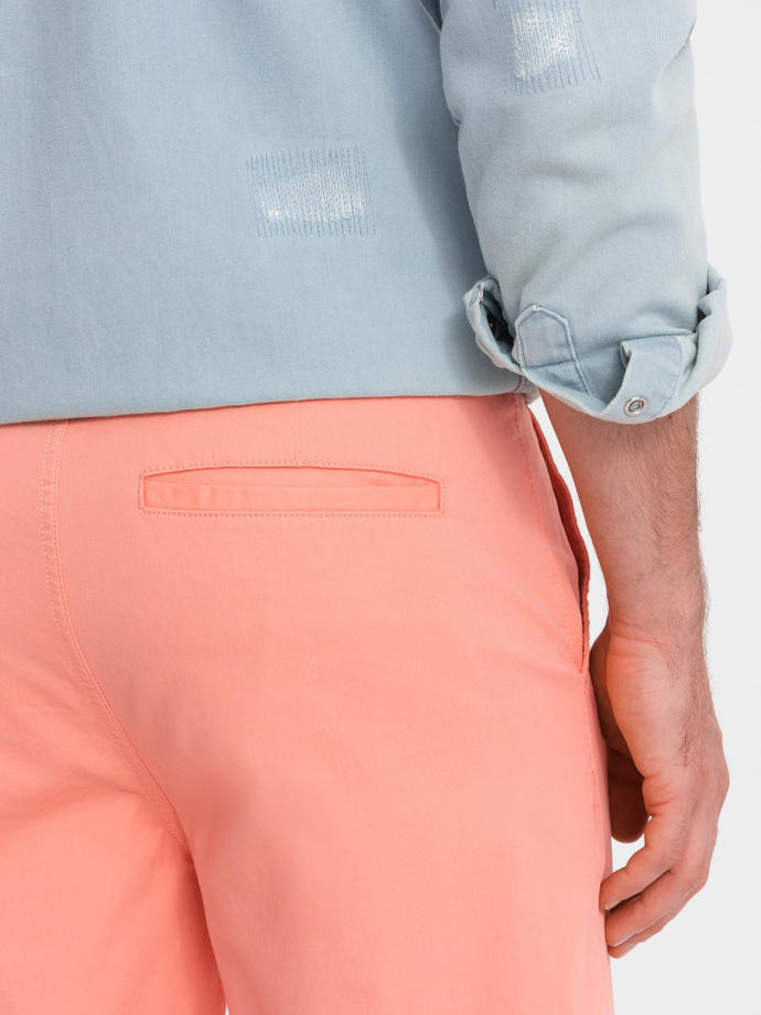 Men's chinos shorts with contrasting turn-up - salmon V9 W421