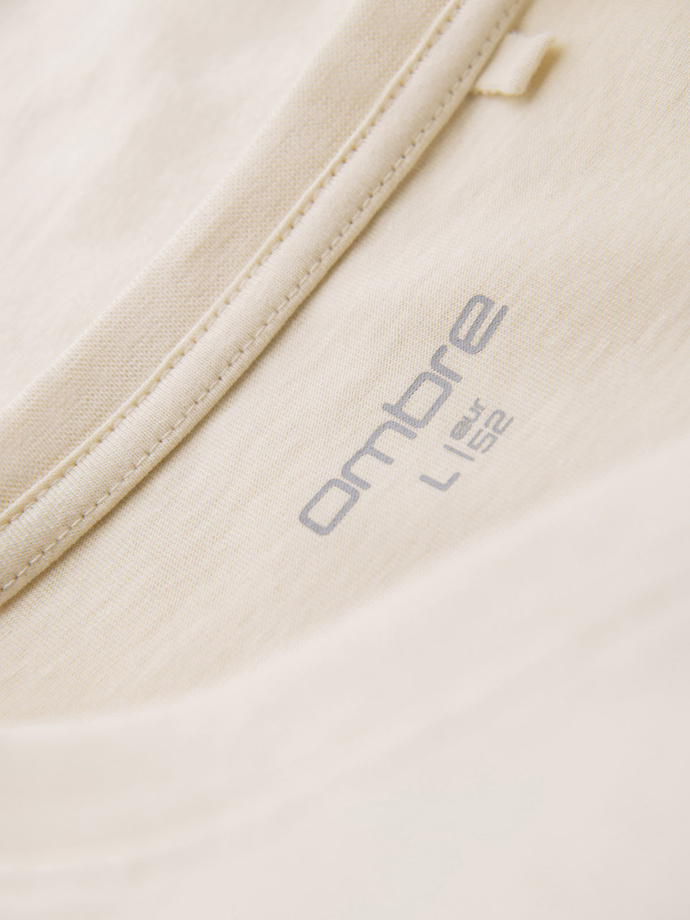 Men's cotton t-shirt with rock style print - cream V1 OM-TSPT-0199