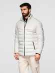 Men's winter jacket with detachable hood - cream V2 OM-JAHP-0150