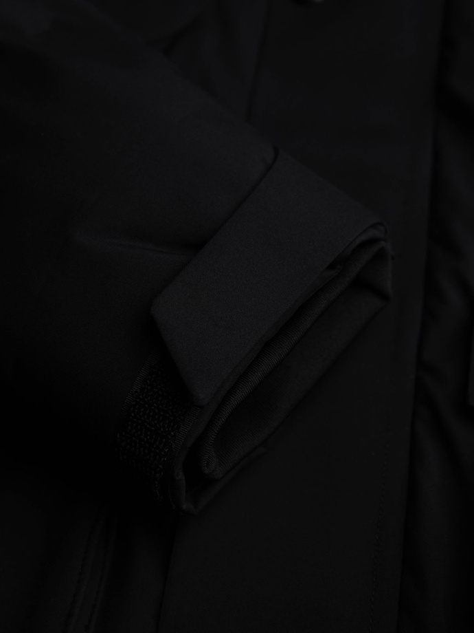 Pánska zimná bunda s odnímateľnou kapucňou z nepremokavého materiálu - čierna V3 OM-JAHP-0306