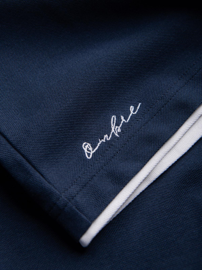 Pánská bavlněná polokošile s kontrastním lemováním - tmavě modrá V4 OM-POSS-0113