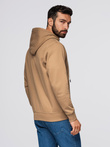 BASIC men's unbuttoned hooded sweatshirt - brown V2 OM-SSBZ-0178