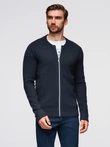 Men's smooth zip sweater - navy blue V1 OM-SWZS-0146