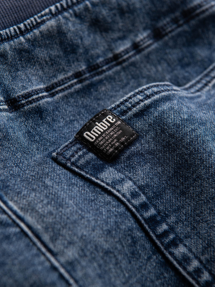 Vyriškos marmurinės JOGGERY kelnės su dygsniais - mėlynos V1 OM-PADJ-0108