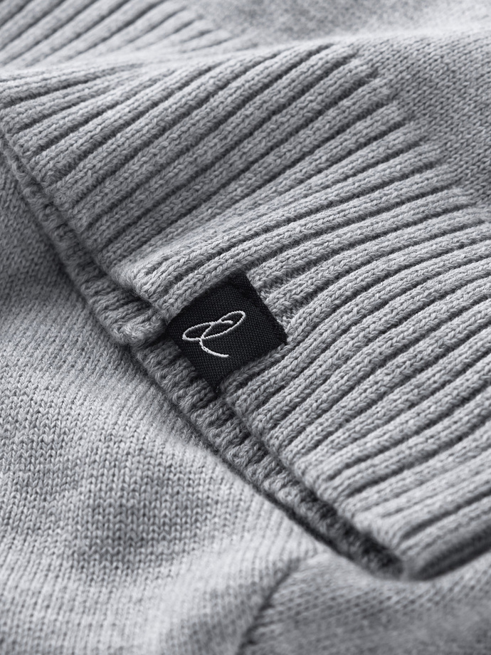 Men's winter cotton knit beanie hat - grey melange V5 OM-ACWH-0124