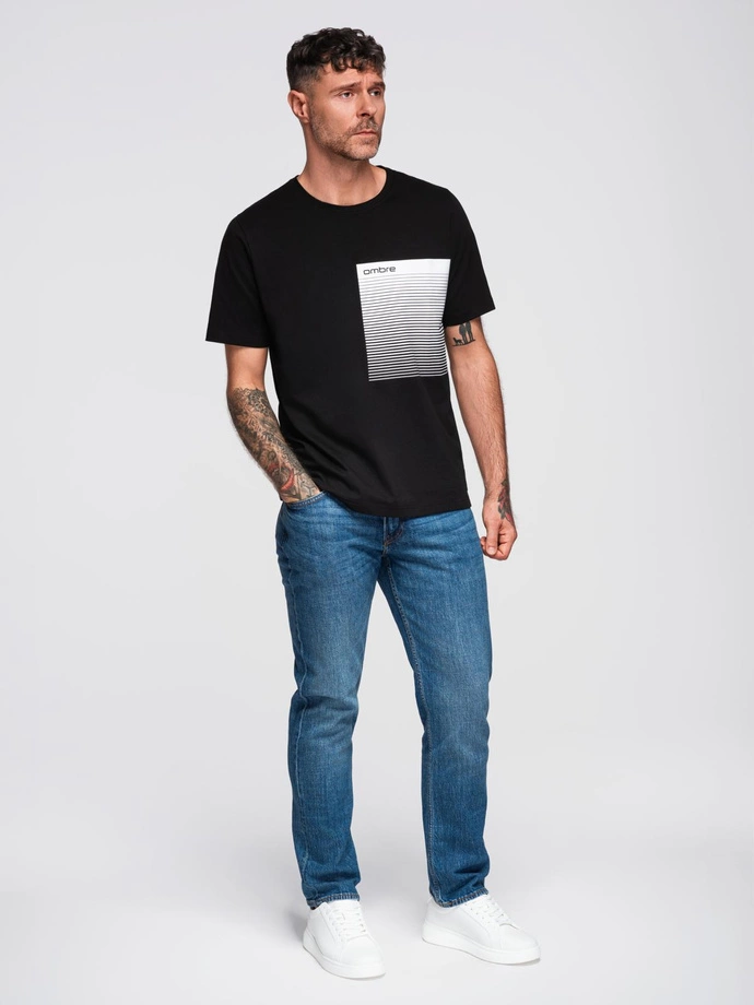 Men's cotton t-shirt with graphic print - black V2 OM-TSPT-0246