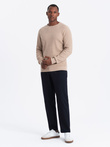 Men's mélange structured knit sweater - sand V3 OM-SWSW-0142