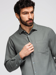 Men's REGULAR FIT shirt with pocket - gray V1 OM-SHCS-0148