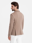 Men's jacket with patch pockets - dark beige V3 OM-BLZB-0127
