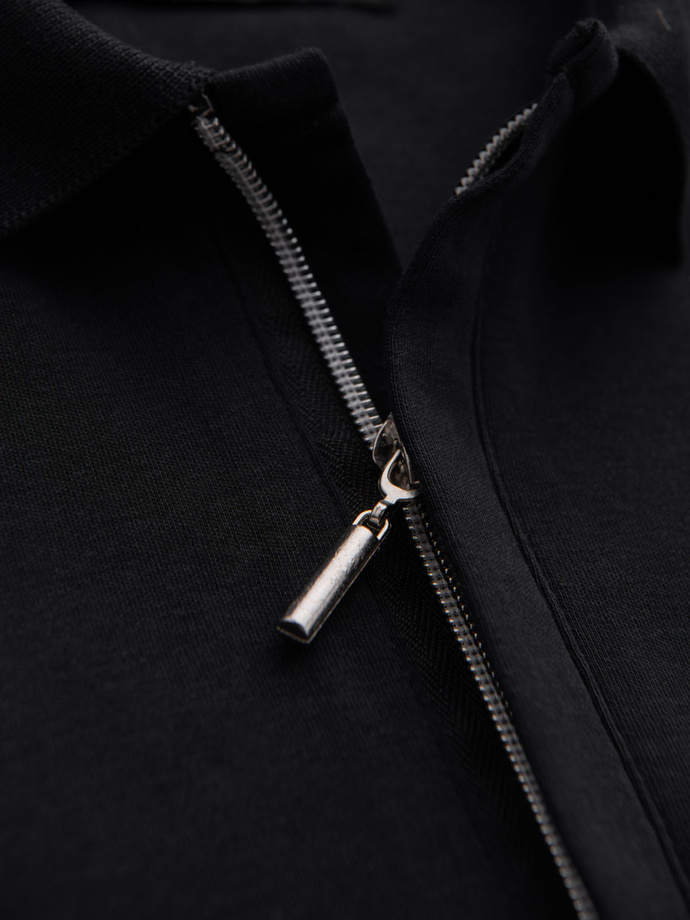 Pánská polokošile s výstřihem na zip - černá V6 OM-POSS-0148