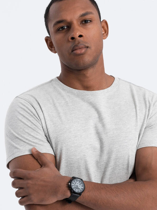 Pánské klasické bavlněné tričko BASIC - šedé V3 OM-TSBS-0146