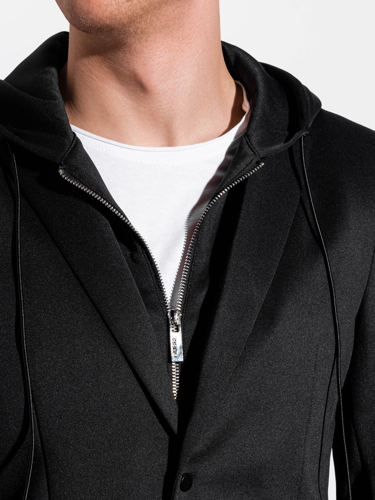 Men s casual hooded blazer jacket black M156 Ombre Men s clothing online