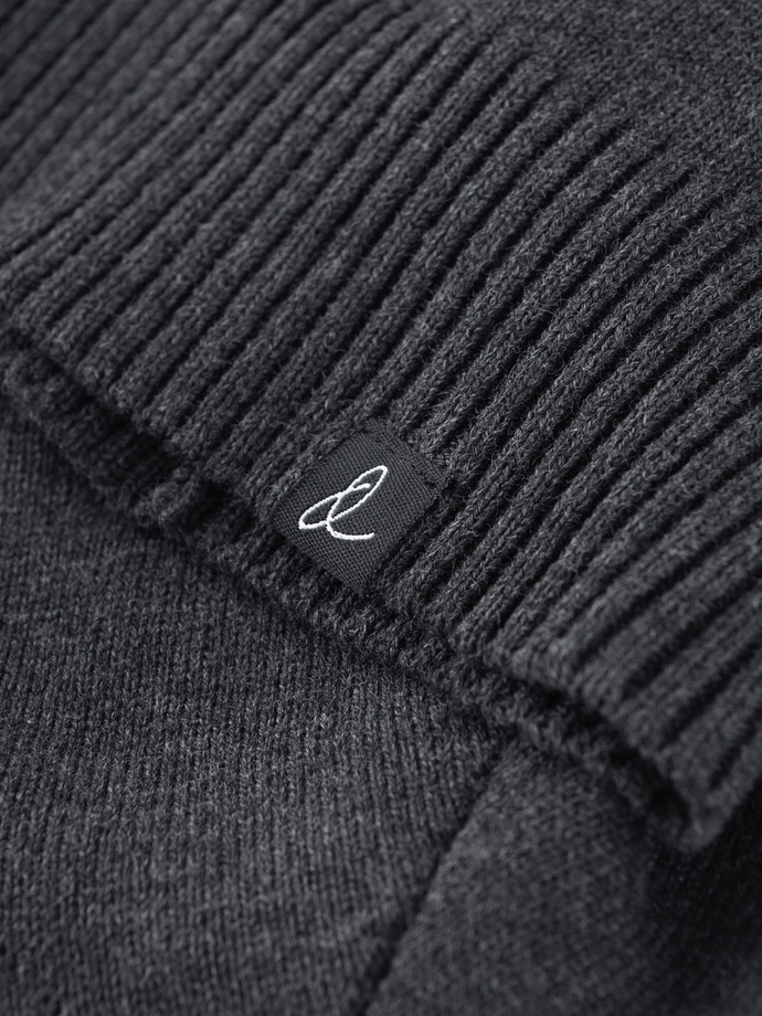 Men's winter cotton knit beanie hat - graphite melange V2 OM-ACWH-0124