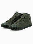 Men's high-top sneakers with decorative wavy sole - olive V3 OM-FOTH-0126