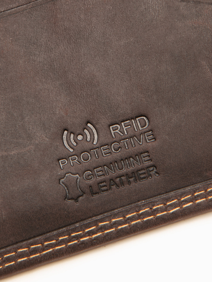 Portofel din piele barbati - maro inchis A087