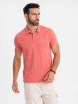 Cotton pique knit polo shirt - coral V6 OM-POSS-0103
