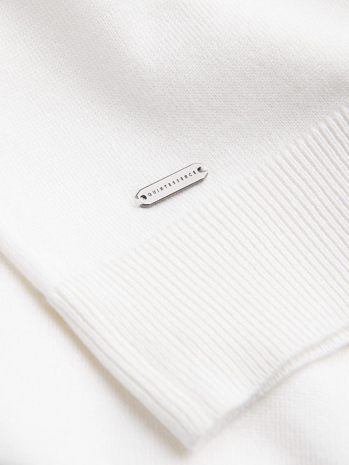 Tricou polo bărbătesc din tricot moale cu dungi contrastante - crem V3 OM-POSS-0118