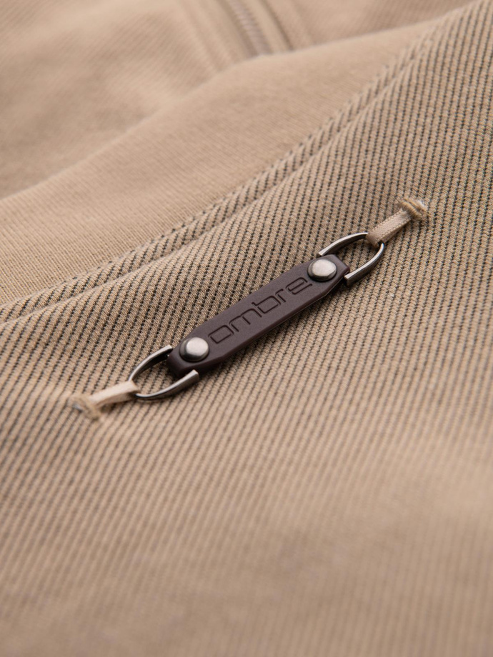 Jachetă bomber cu mâneci raglan pentru bărbați - bej cald V2 OM-JANP-0159