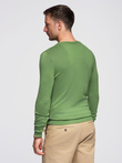 Classic men's sweater with round neckline - green V13 OM-SWBS-0106
