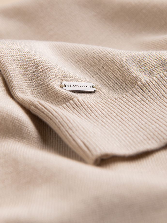 Pánská polokošile z měkkého úpletu s kontrastními pruhy - béžová V4 OM-POSS-0118