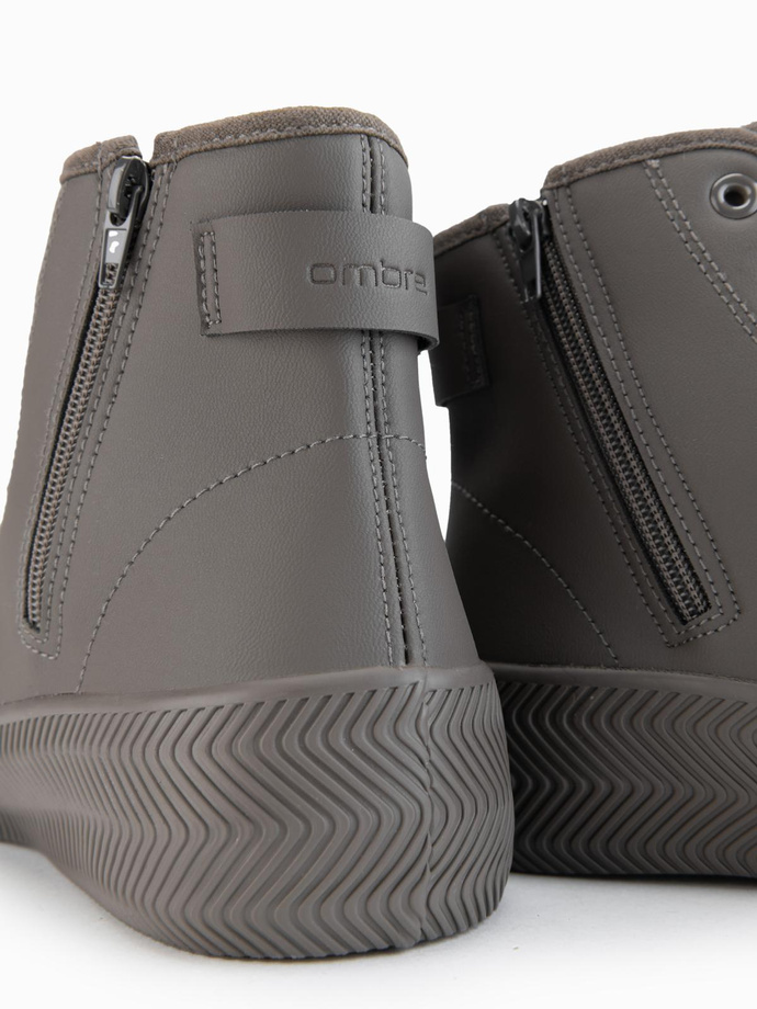 Adidași bărbătești cu fermoar pentru o îmbrăcare ușoară - bej închis V3 OM-FOTH-0184