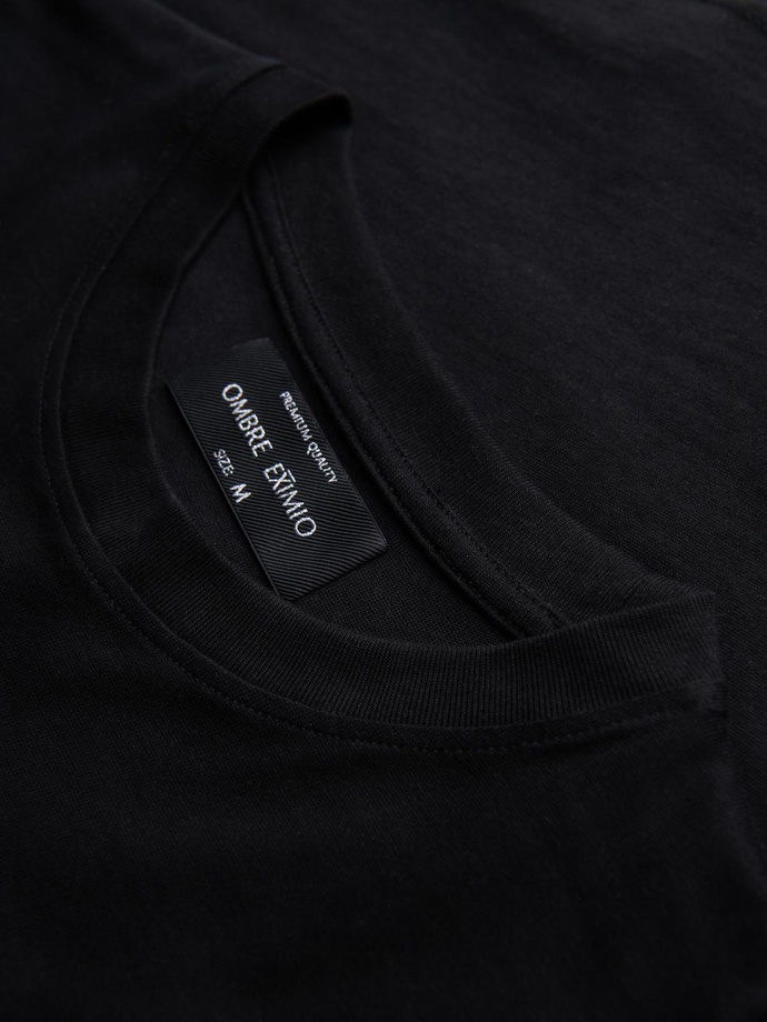 Tricou bărbătesc din bumbac cu motiv cu aripi din paiete pe spate - negru V1 OM-TSCT-0289