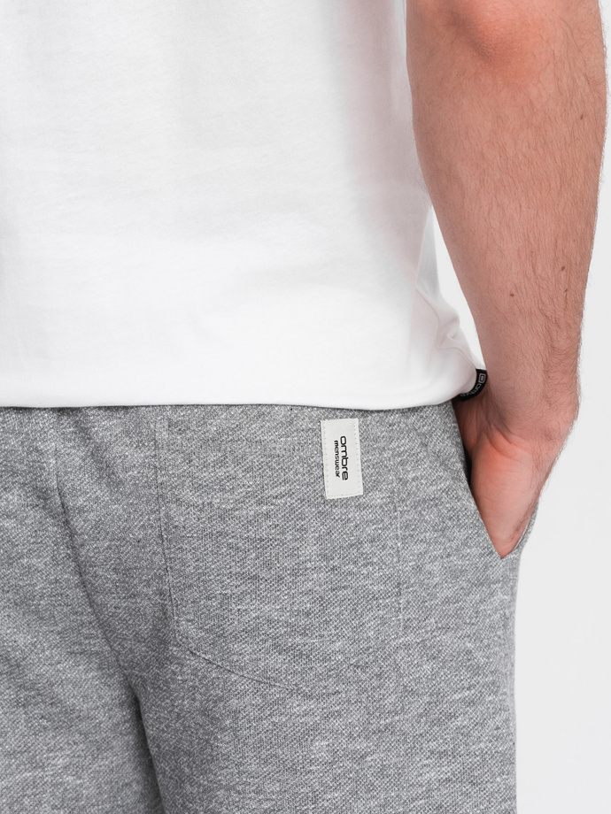 Pánské šortky LOOSE FIT z melanžové tkaniny - šedé V6 OM-SRSK-0116