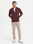 Unzipped cotton men's sweatshirt bomber - maroon V13 OM-SSZP-0215