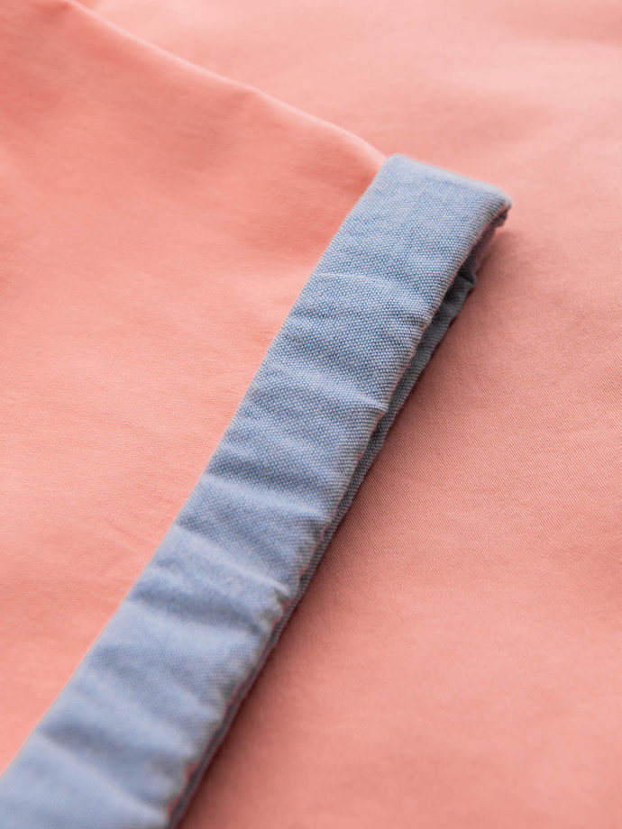 Pantaloni scurți chinos pentru bărbați, cu întoarcere contrastantă - somon V9 W421