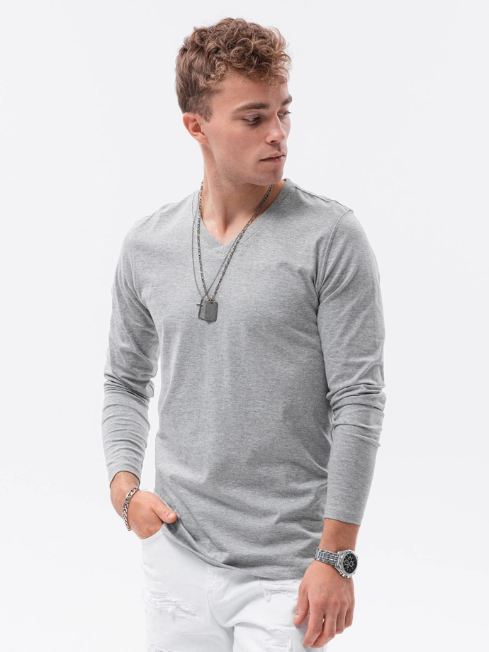 Men's plain longsleeve - grey melange L136