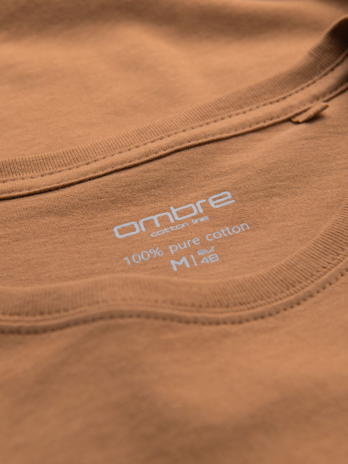 BASIC men's classic cotton T-shirt - brown V21 OM-TSBS-0236