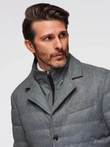 Men's jacket with a jacket cut with a fleece lining - gray V1 OM-JALP-0170