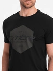 Men's geometric and logo printed cotton t-shirt - black V2 OM-TSPT-0141