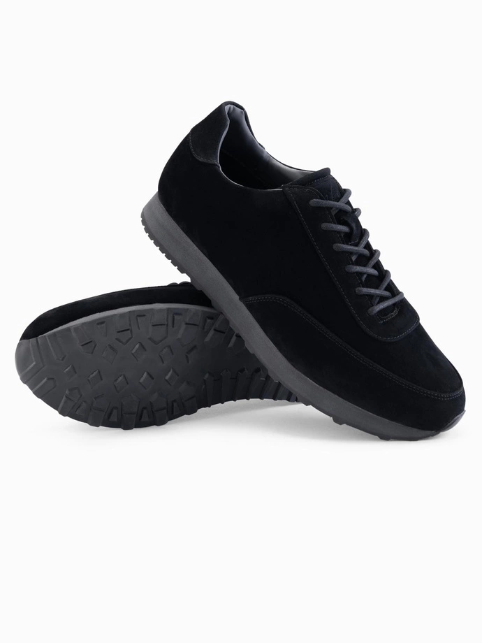 Men's sports shoes sneakers in eco leather with suede finish- black V1 OM-FOCS-0161