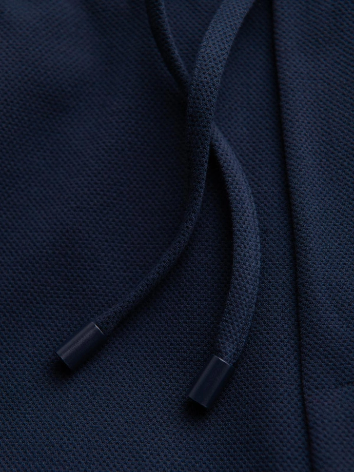 Men's pique knit pants with adjustable waistband - navy blue V1 OM-PACP-0283