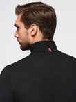 Men's plain turtleneck longsleeve - black V1 OM-LSCL-0130