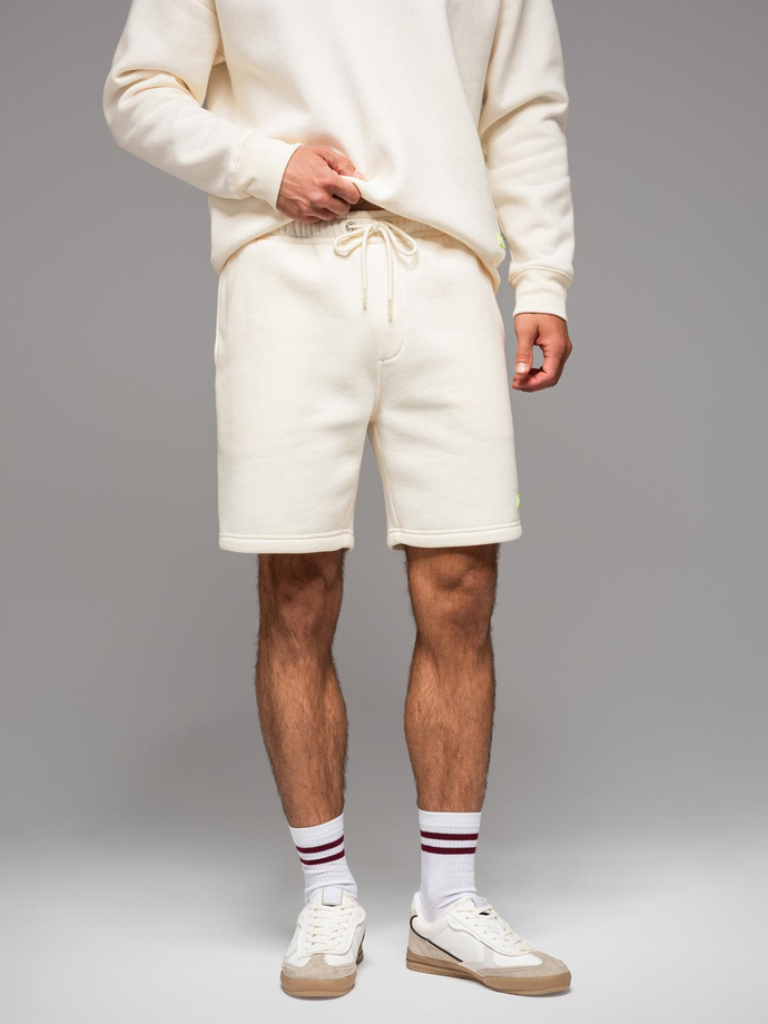 Unisex sweat shorts with drawstring waist - cream V2 OU-SRBC-0101