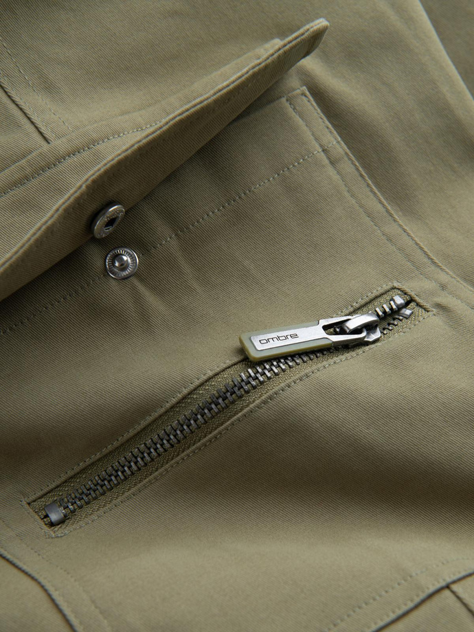 Men's STRAIGHT LEG cargo pants with zippered pockets - olive V2 OM-PACG-0204