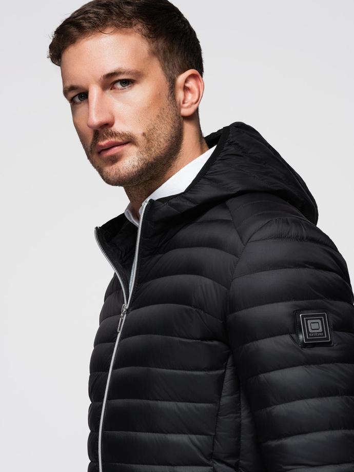 Jachetă pentru bărbați din puf natural ultraușor cu husă de depozitare - negru V1 OM-JALP-0211