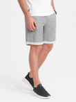 Vyriški LOOSE FIT šortai iš melanžinio audinio - pilki V6 OM-SRSK-0116