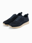 Men's lightweight suede sports style sneakers - navy blue V2 OM-FOSL-0205