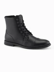 Men's eco leather shoes with insulated high upper - black V1 OM-FOBO-0172 (BLACK)