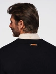 Men's sweater with viscose and spread neckline - black V2 OM-SWZS-0124
