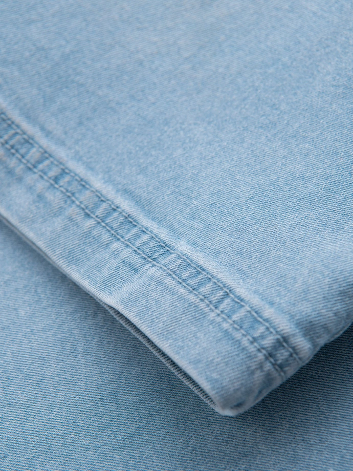 Pánské šortky s elastickým pasem a pracím efektem - světle modré V1 OM-SRDS-0192