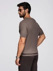 Tricou tricotat pentru bărbați cu nasturi la decolteu - cenușă V4 OM-TSCT-0254